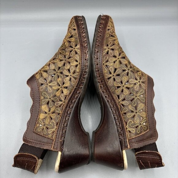 Pikolinos Women’s Romana‎ Shoes Sz 36 Brown Leather Flower Cutout Slingback - Picture 6 of 8